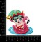 Swimming Christmas Elf with Flamingo Floatie - Embroidered Iron on Patch